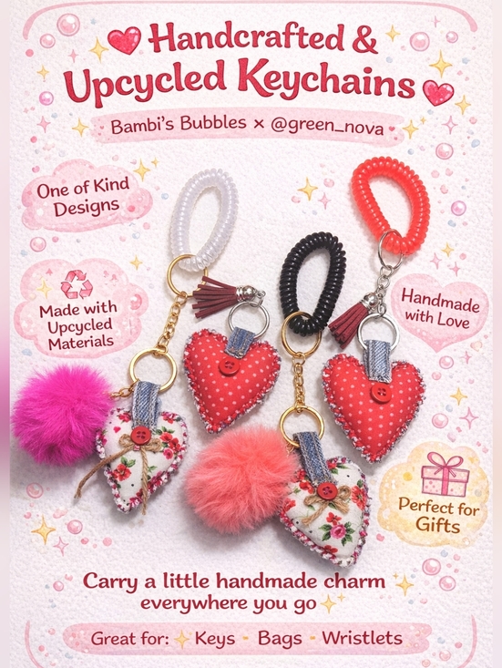Hand Crafted Accessories - Handcrafted Heart Keychain Reincarnated From @green_nova Ornaments